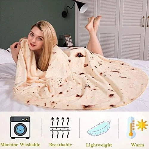 پتوی فلانل Beauenty، پتوی بوریتو تورتیلا بزرگسال و کودک، پتوی طرح غذای واقعی خنده دار دو طرفه، پتوی تورتیلا فلانل نرم و راحت (152 سانتی متر) پتوی فلانل Beauenty، پتوی بوریتو تورتیلا بزرگسال و کودک، پتوی طرح غذای واقعی خنده دار دو طرفه، پتوی تورتیلا فلانل نرم و راحت (152 سانتی متر)