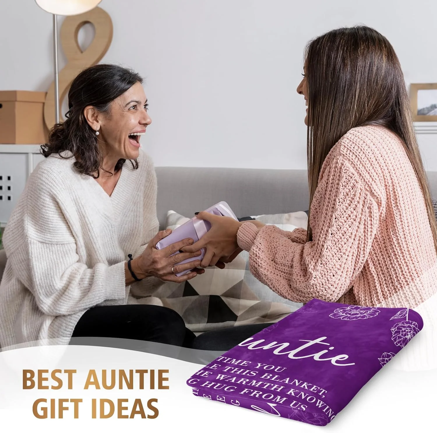 هدیه برای عمه، ایده های هدیه عمه، هدیه تولد عمه از طرف خواهرزاده/برادرزاده، پتوی پرتابی برای عمه من 50" x 60"، بنفش هدیه برای عمه، ایده های هدیه عمه، هدیه تولد عمه از طرف خواهرزاده/برادرزاده، پتوی پرتابی برای عمه من 50" x 60"، بنفش