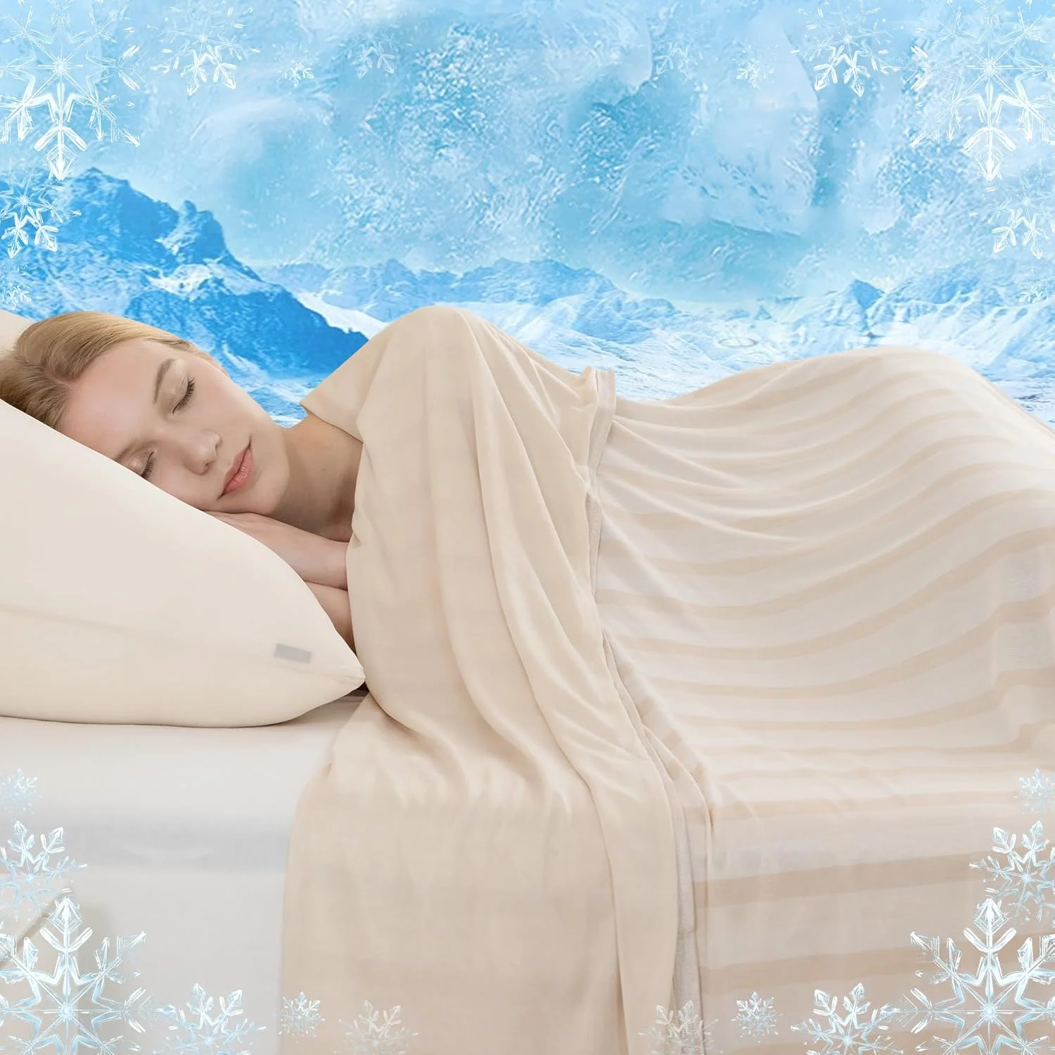 پتو خنک کننده Auemtyn، پتو خنک سایز کوئین با اثر خنک کنندگی دو طرفه تقویت شده، پتوهای تابستانی سبک و تنفسی ژاپنی Q-Max>0.5 برای افراد گرمایی و تعریق شبانه (90"X90", بژ) پتو خنک کننده Auemtyn، پتو خنک سایز کوئین با اثر خنک کنندگی دو طرفه تقویت شده، پتوهای تابستانی سبک و تنفسی ژاپنی Q-Max>0.5 برای افراد گرمایی و تعریق شبانه (90"X90", بژ)