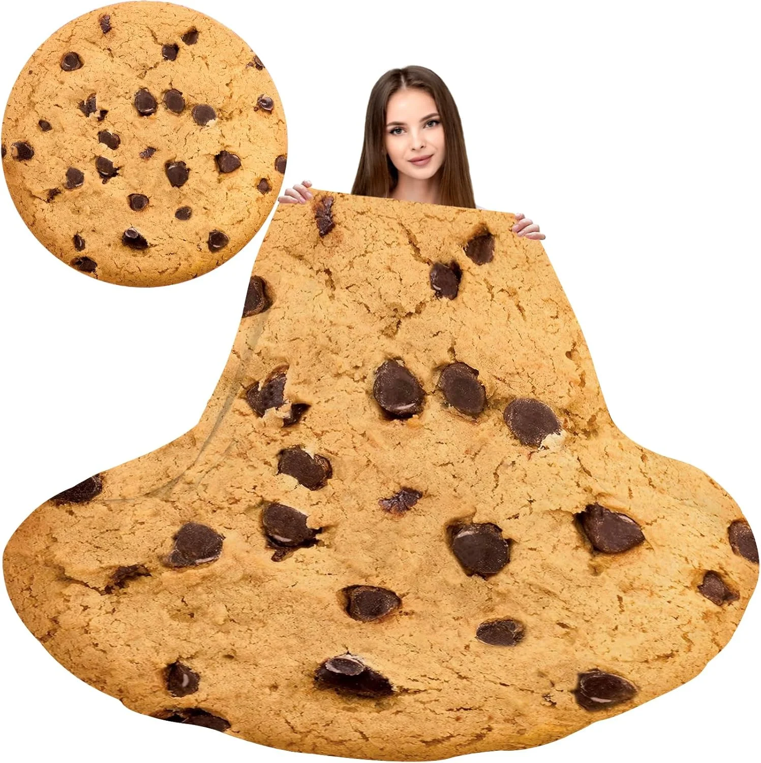 پتوی کوکی ARESD برای بزرگسالان و کودکان، پتوی فلانل نرم و راحت طرح غذای گرد جدید برای روتختی، پتوی غذای غول پیکر هدیه برای تخت نوزاد، مبل، فضای باز 150 سانتی متر