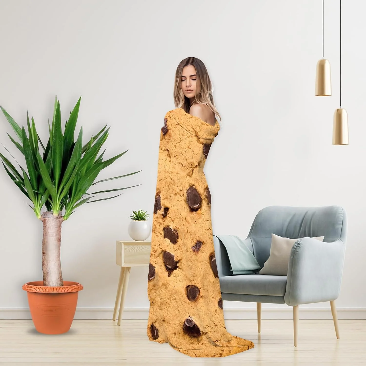 پتوی کوکی ARESD برای بزرگسالان و کودکان، پتوی فلانل نرم و راحت طرح غذای گرد جدید برای روتختی، پتوی غذای غول پیکر هدیه برای تخت نوزاد، مبل، فضای باز 150 سانتی متر