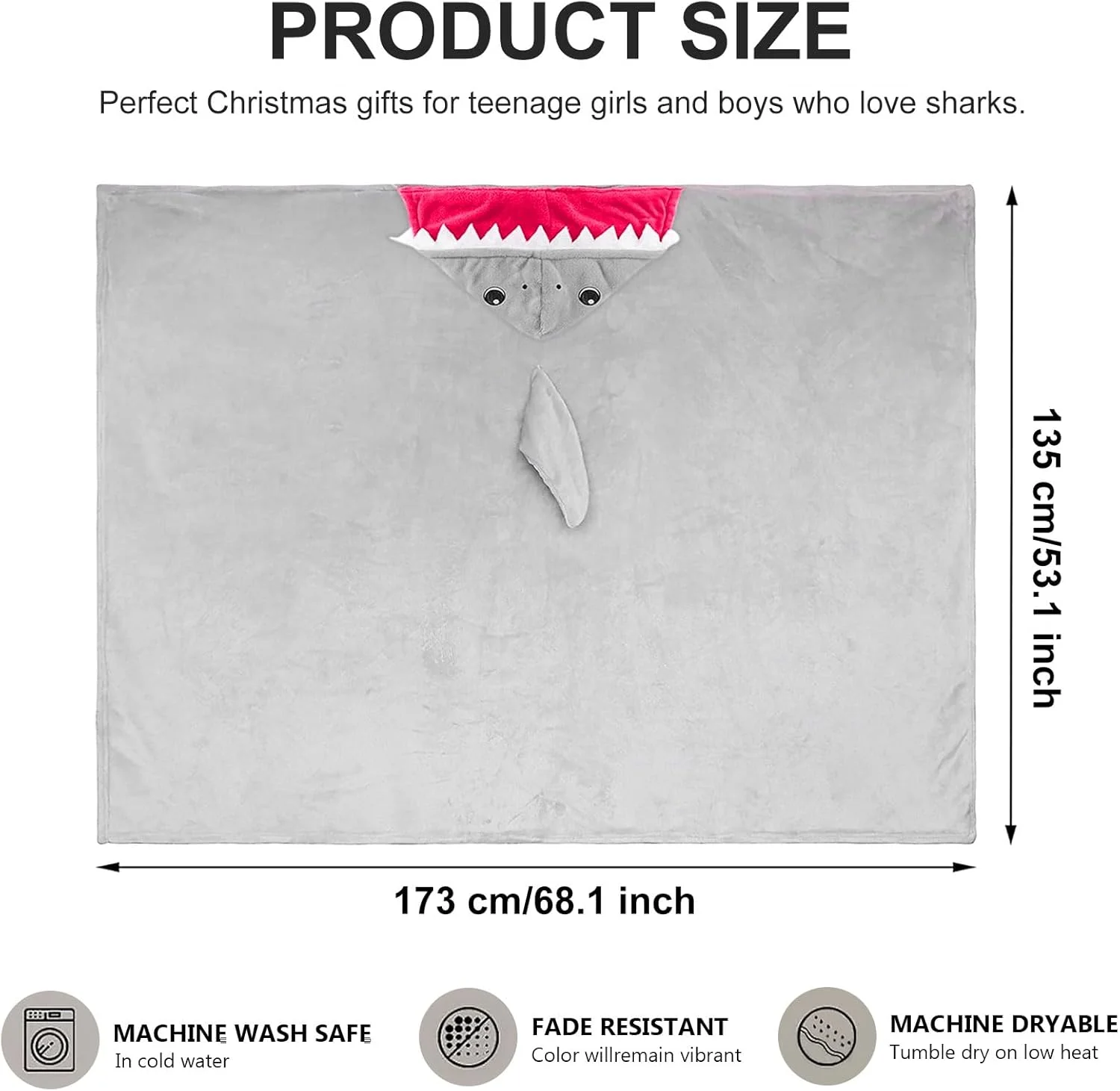 پتوی قابل حمل بچوآنیگل طرح کوسه، هدیه تولد برای زنان، پتوی دنج، پتوی بغلی، کوسه پشمالو (173 x 135 سانتی متر) پتوی قابل حمل بچوآنیگل طرح کوسه، هدیه تولد برای زنان، پتوی دنج، پتوی بغلی، کوسه پشمالو (173 x 135 سانتی متر)