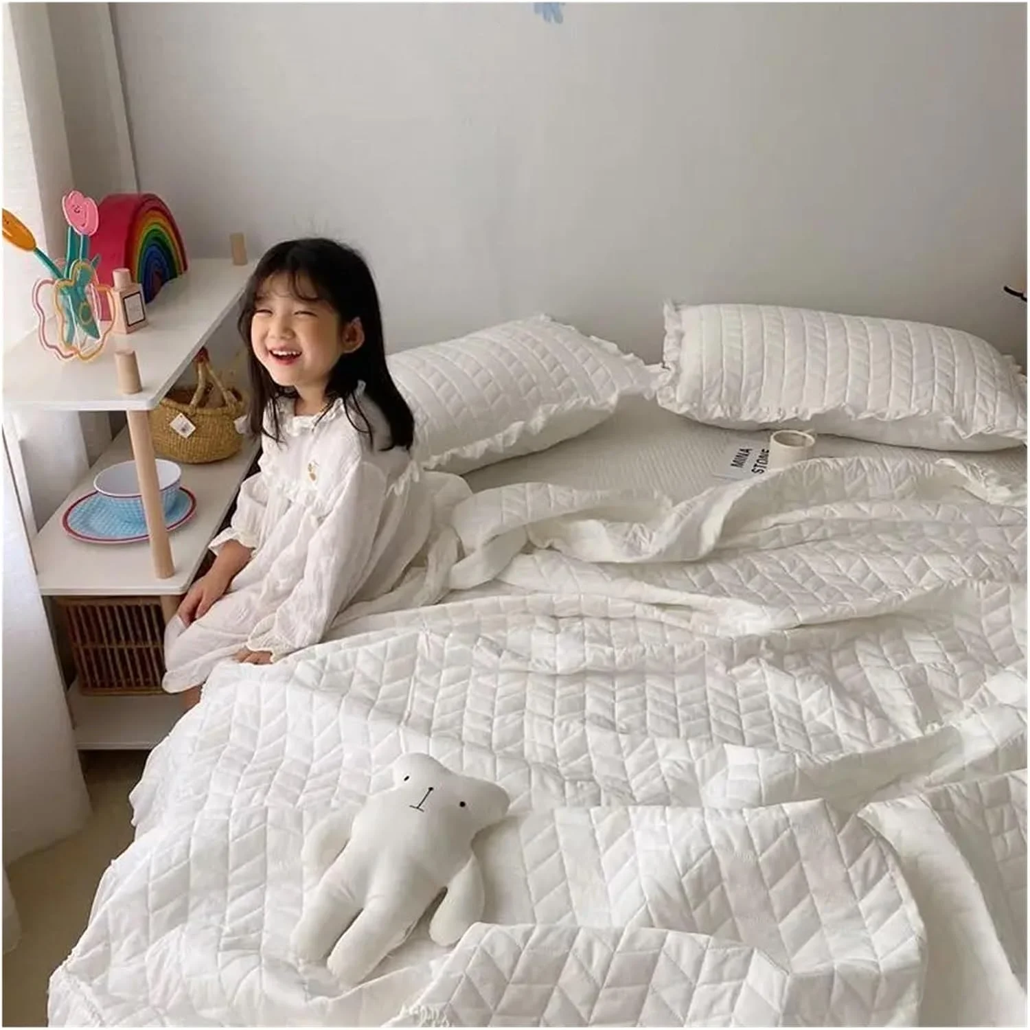 Summer Bedspread on the bed Washed Solid Color Quilt Air-conditioning Comforter Soft Breathable Blanket Thin Cover Home Textiles, All season (Gr? 180x220cm)
