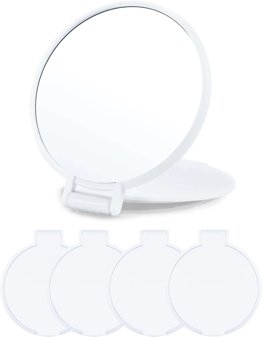 Qislee Compact Mirror Bulk, Round Makeup Mirror for Purse, Set of 4 (White)
