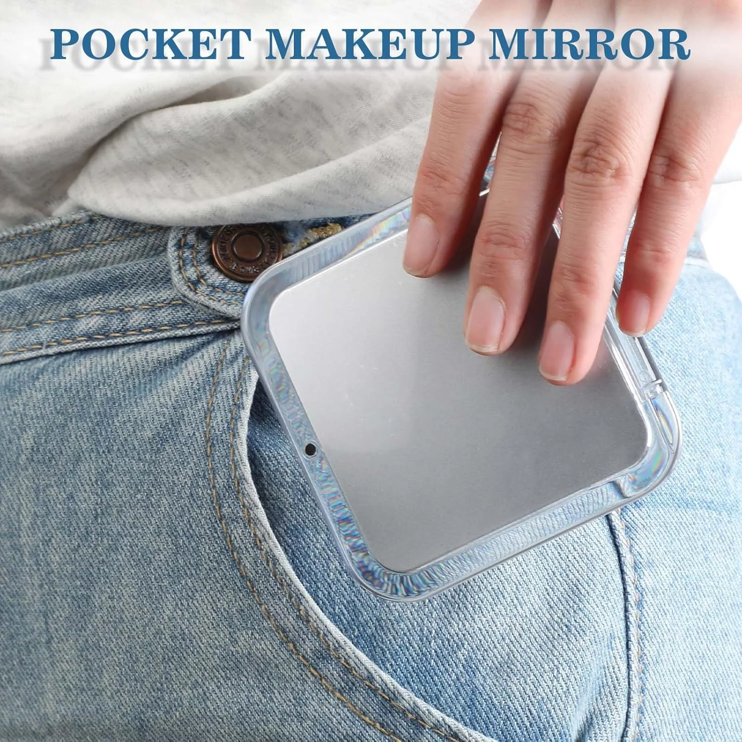 آینه تاشو مربع فشرده Qianyu با بزرگنمایی 1x/15x برای آرایش، مناسب سفر، آینه کوچک جیبی، آینه دستی تاشو قابل حمل دو طرفه با بزرگنمایی 15X و آینه 1X برای کیف پول