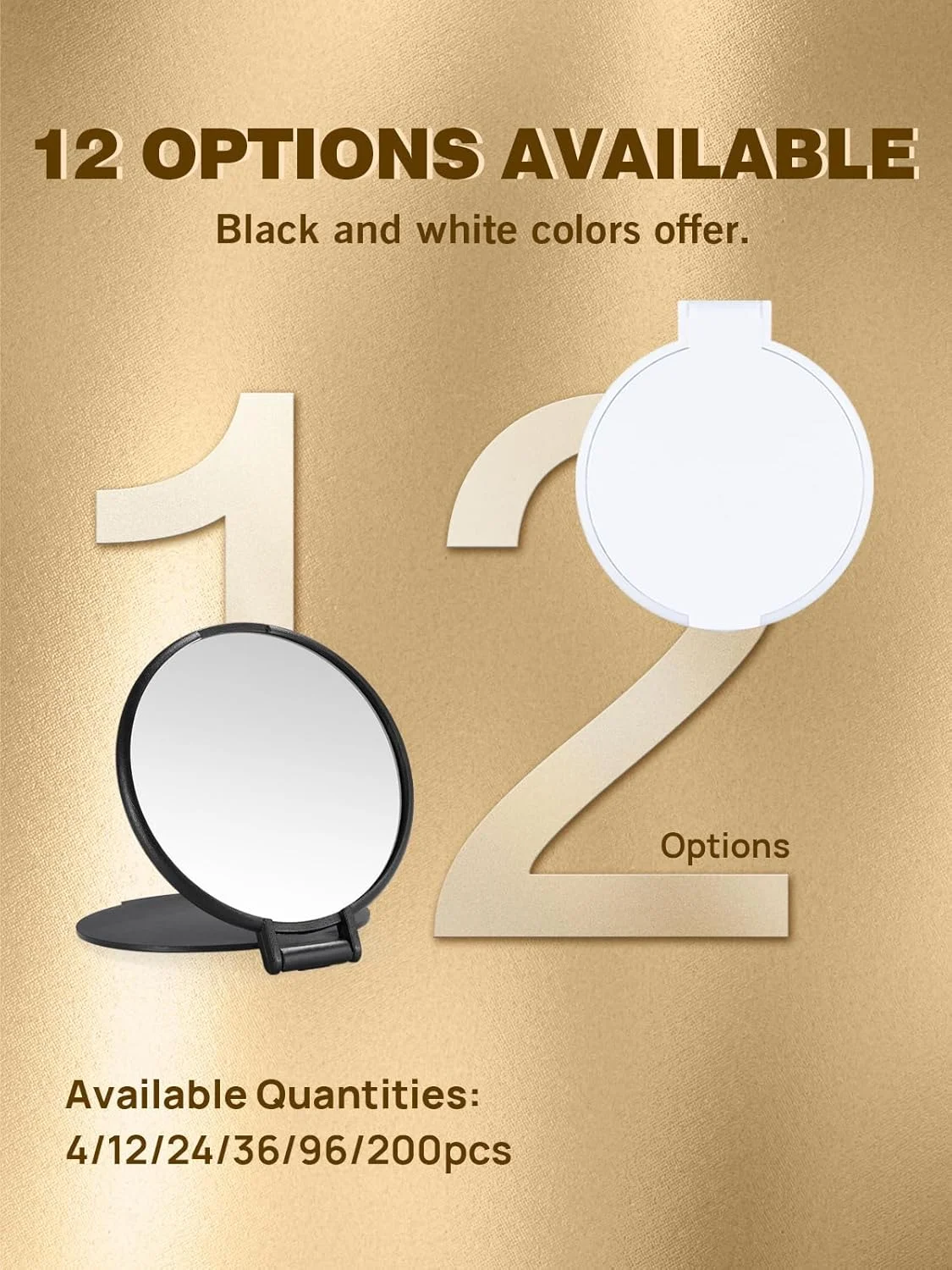 آینه آرایشی گرد کیزلی، مناسب کیف دستی، بسته 36 عددی (مشکی)
