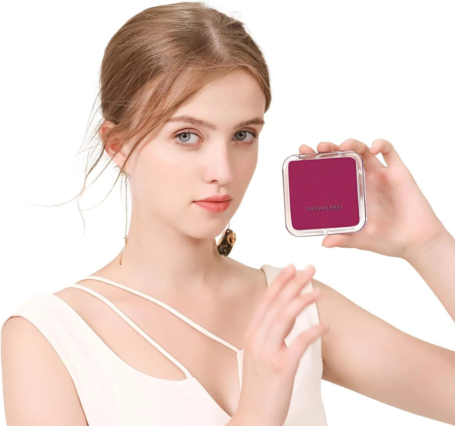آینه جیبی تاشو ذره بینی SNOWFLAKES - آینه آرایشی کوچک دو طرفه با بزرگنمایی 1x/10x، آینه دستی قابل حمل برای مسافرت و کیف (بنفش)