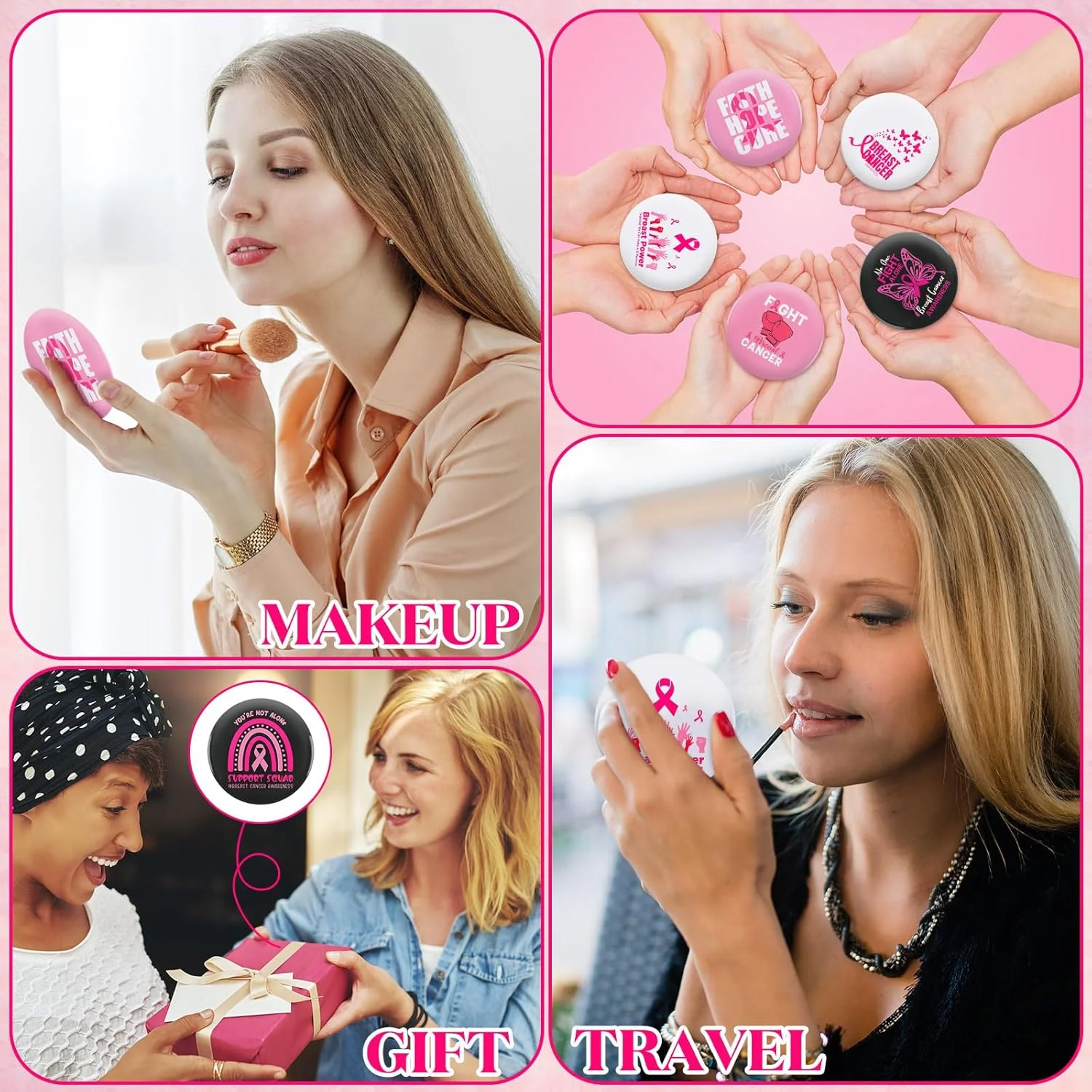 آینه جیبی آگاهی از سرطان سینه Soaoo، بسته 24 عددی، آینه آرایشی گرد قابل حمل، سایز کوچک 6.8 سانتی متر، لوازم جانبی آگاهی از سرطان سینه برای زنان آینه جیبی آگاهی از سرطان سینه Soaoo، بسته 24 عددی، آینه آرایشی گرد قابل حمل، سایز کوچک 6.8 سانتی متر، لوازم جانبی آگاهی از سرطان سینه برای زنان