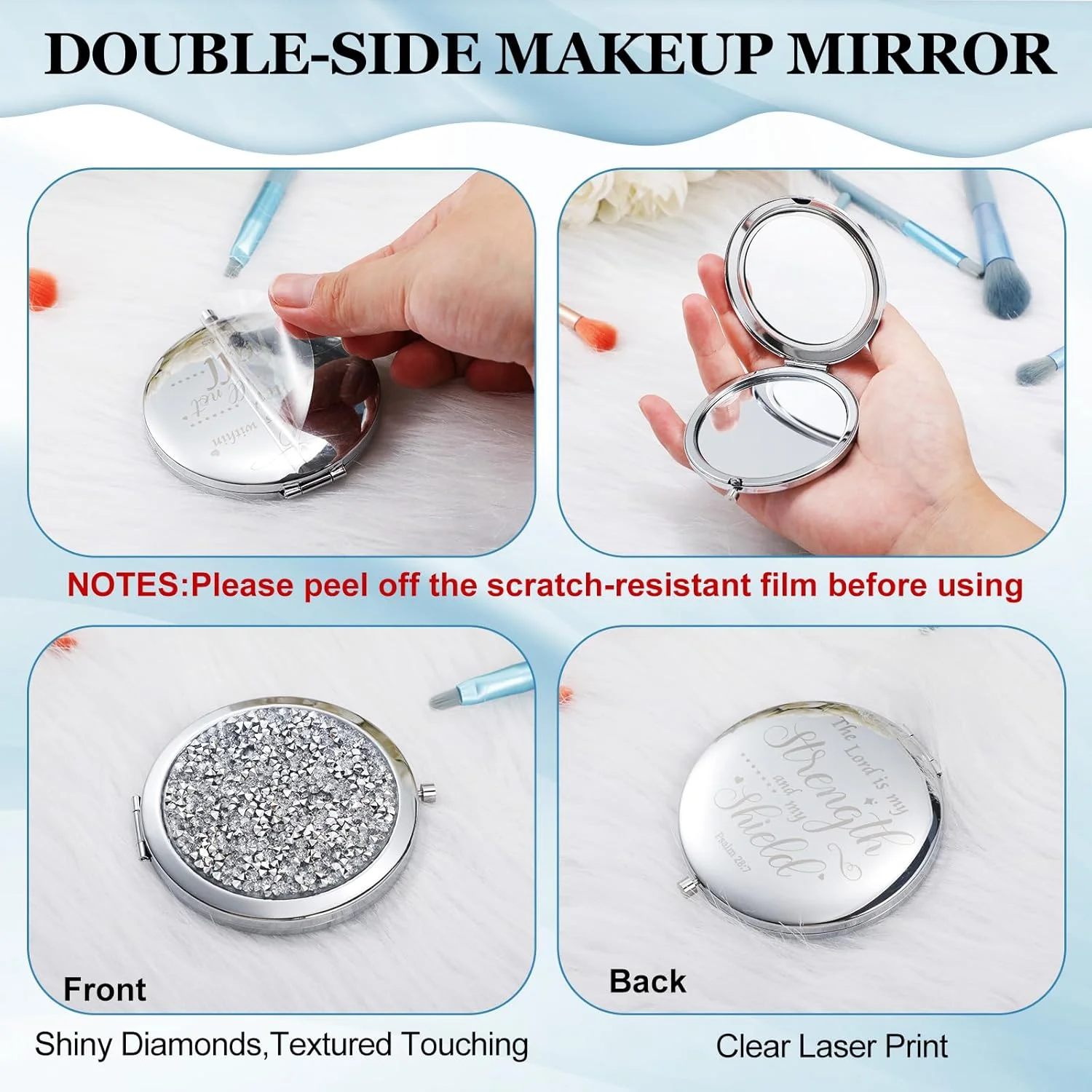 آینه آرایشی تایل 12 عددی با طرح آیات انجیل، هدیه ای الهام بخش برای تولد، غسل تعمید، معلمان، کارمندان و مسافرت (نقره ای) آینه آرایشی تایل 12 عددی با طرح آیات انجیل، هدیه ای الهام بخش برای تولد، غسل تعمید، معلمان، کارمندان و مسافرت (نقره ای)