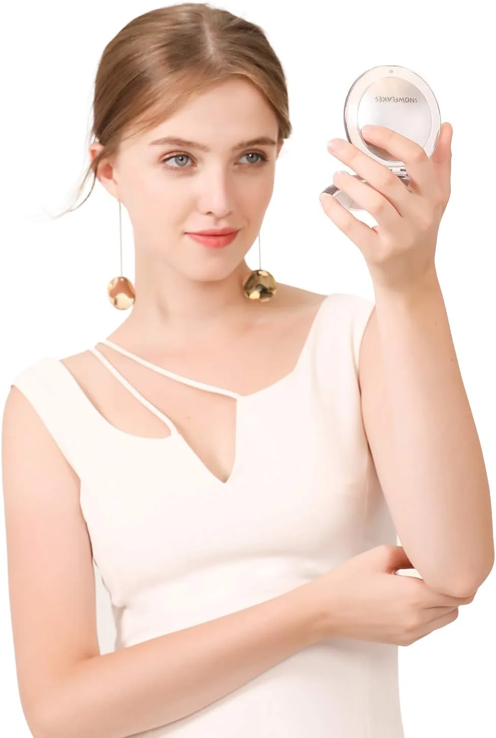 آینه جیبی تاشو ذره بینی SNOWFLAKES - آینه کوچک دستی مسافرتی، دو طرفه با بزرگنمایی 1x/10x، آینه قابل حمل برای کیف دستی (نقره ای) آینه جیبی تاشو ذره بینی SNOWFLAKES - آینه کوچک دستی مسافرتی، دو طرفه با بزرگنمایی 1x/10x، آینه قابل حمل برای کیف دستی (نقره ای)