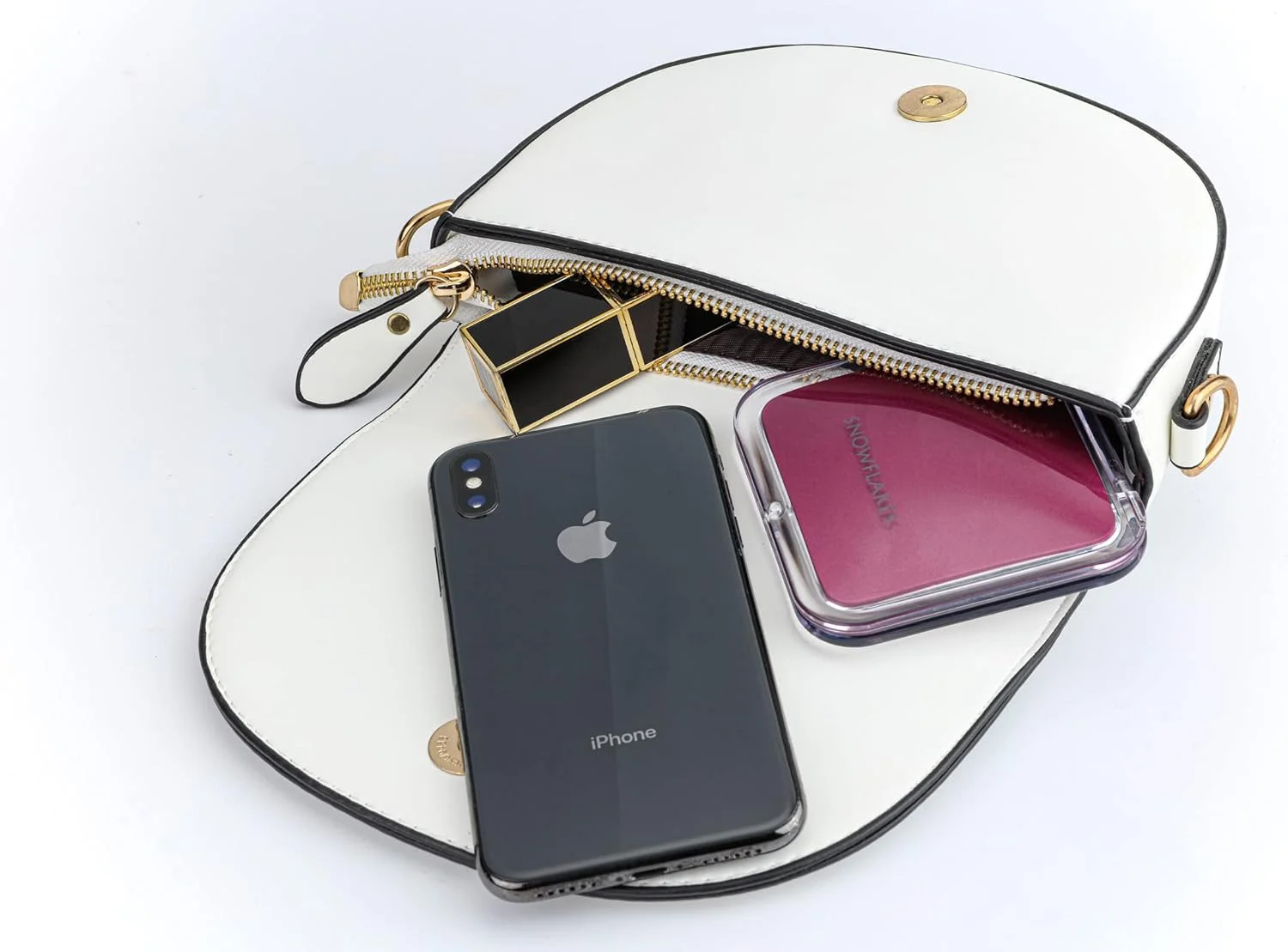 آینه آرایشی دو طرفه مسافرتی SNOWFLAKES - بزرگنمایی 1x/15x - آینه جیبی مربعی کوچک 8.4x8.4 سانتی متر - آینه تاشو دستی (بنفش)