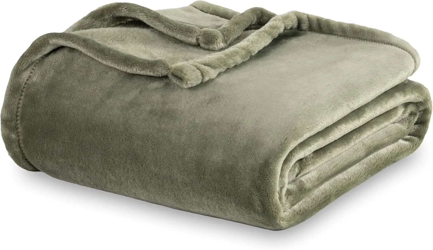 Berkshire Blanket Classic Velvetloft® Solid Blanket Queen Size, Lightweight Cozy Flannel Plush Blanket for Bed and Couch, Dark Sage, 90×90 Inches