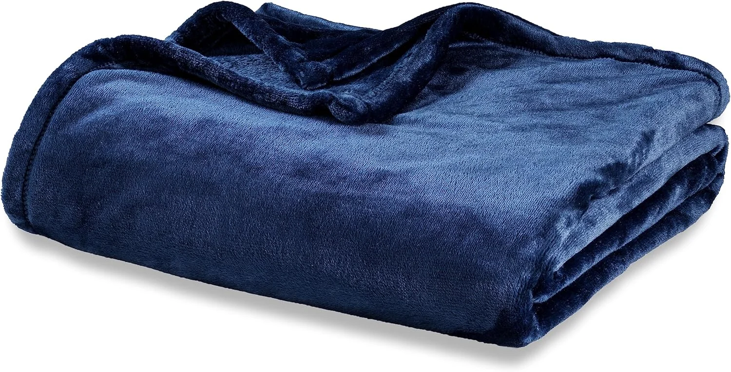 Berkshire Blanket Classic VelvetLoft® Solid Bed Blanket,Twin Size Bed Blanket,Lightweight Soft Fuzzy Plush Blanket for Bed and Couch,Dress Blues,60x92 Inches