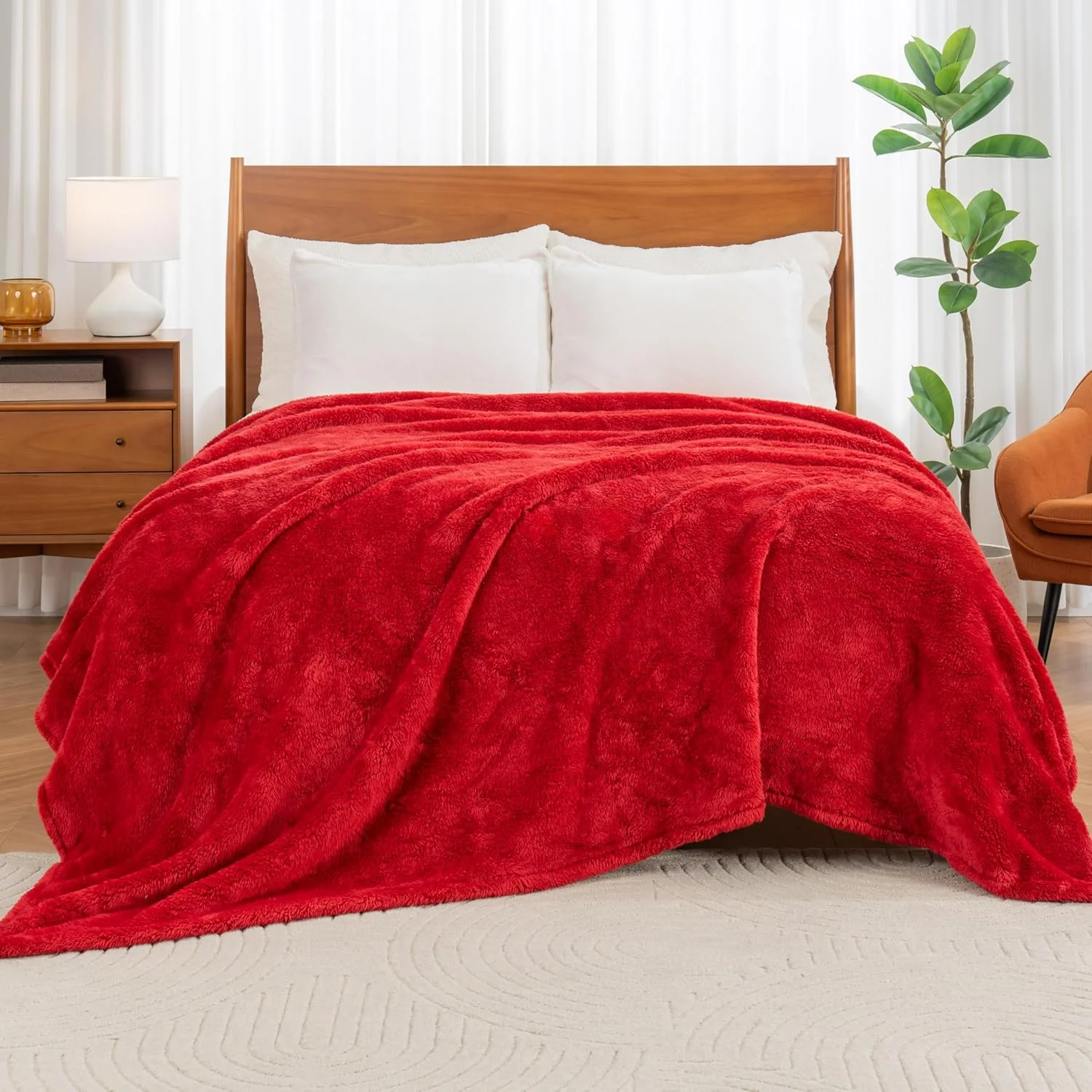 پتوی تخت خواب مخمل خواب دار فوق العاده نرم Berkshire Blanket Classic، پتوی سایز کوئین، پتوی نرم و کرکی مو بلند برای مبل، فلفلی، 90x90 اینچ