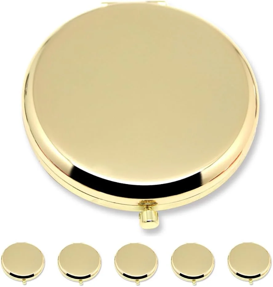 WOOYALIN Magnifying Compact Cosmetic Mirror 2.75 Inch Round Pocket Makeup Mirror Handheld Travel Makeup Mirror Portable Mirror Pocket Mirror Glod 5PCS