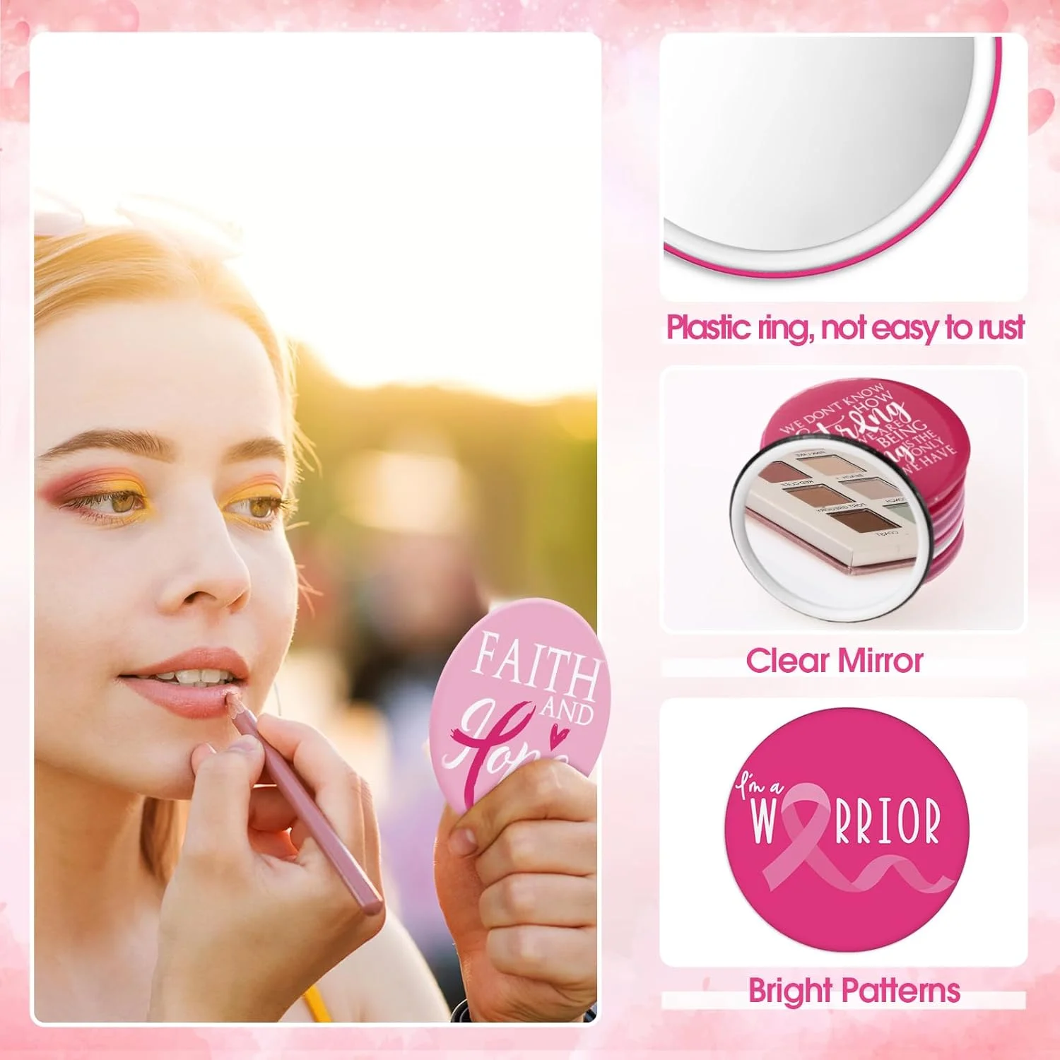 Wonderjune 30 Pcs Breast Cancer Awareness Gifts Pocket Mirror Bulk Portable Travel Mirrors Pink Ribbon Makeup Mirror Breast Cancer Awareness Compact Mirror for Women Cancer Survivor Gift Wonderjune 30 Pcs Breast Cancer Awareness Gifts Pocket Mirror Bulk Portable Travel Mirrors Pink Ribbon Makeup Mirror Breast Cancer Awareness Compact Mirror for Women Cancer Survivor Gift