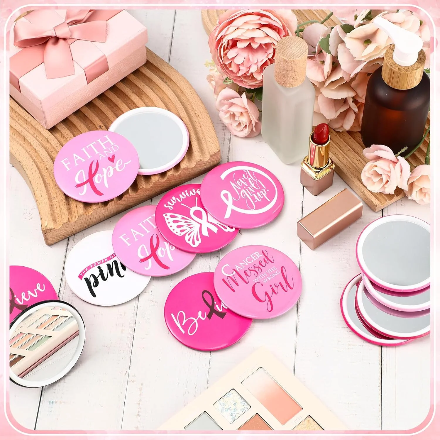 Wonderjune 30 Pcs Breast Cancer Awareness Gifts Pocket Mirror Bulk Portable Travel Mirrors Pink Ribbon Makeup Mirror Breast Cancer Awareness Compact Mirror for Women Cancer Survivor Gift Wonderjune 30 Pcs Breast Cancer Awareness Gifts Pocket Mirror Bulk Portable Travel Mirrors Pink Ribbon Makeup Mirror Breast Cancer Awareness Compact Mirror for Women Cancer Survivor Gift