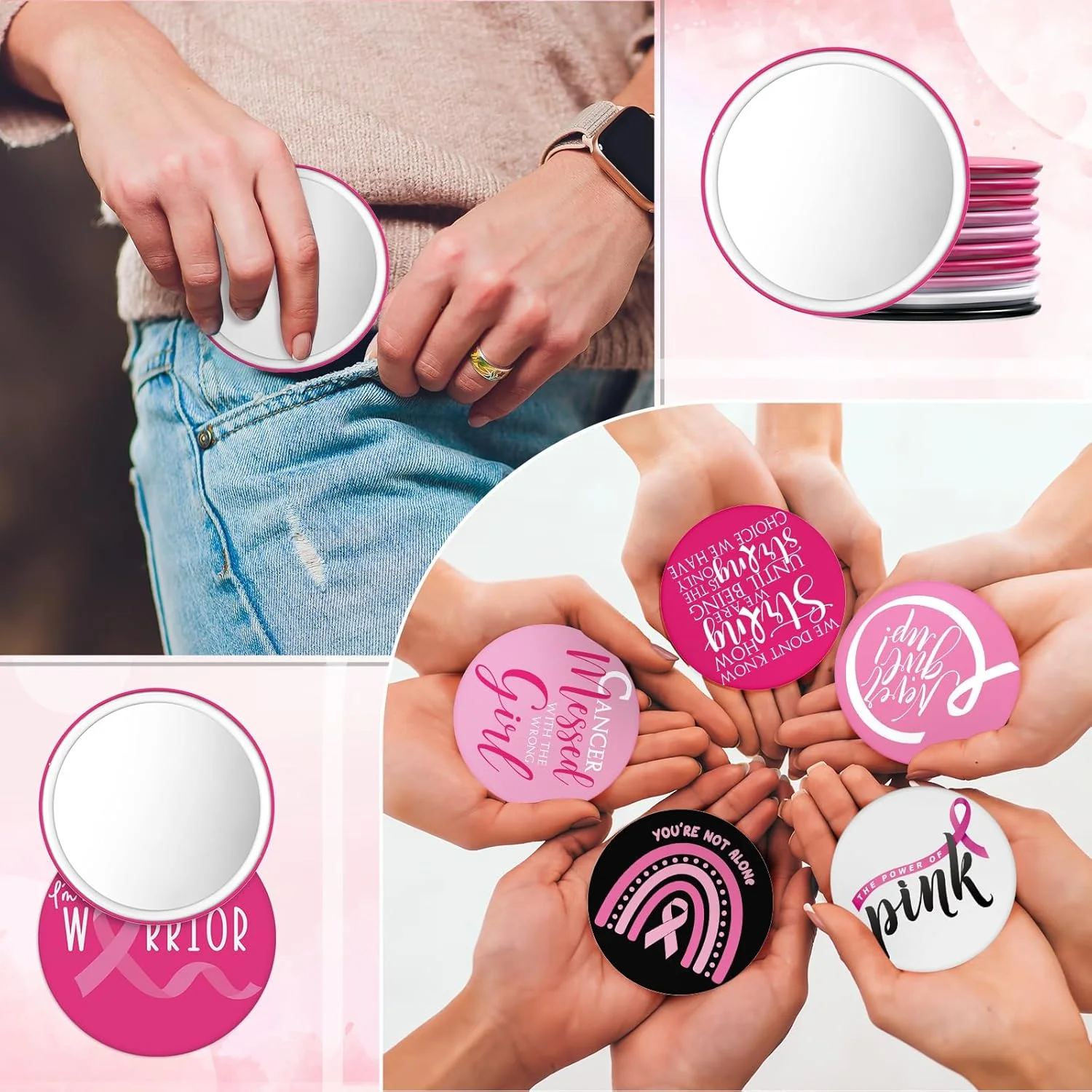 Wonderjune 30 Pcs Breast Cancer Awareness Gifts Pocket Mirror Bulk Portable Travel Mirrors Pink Ribbon Makeup Mirror Breast Cancer Awareness Compact Mirror for Women Cancer Survivor Gift Wonderjune 30 Pcs Breast Cancer Awareness Gifts Pocket Mirror Bulk Portable Travel Mirrors Pink Ribbon Makeup Mirror Breast Cancer Awareness Compact Mirror for Women Cancer Survivor Gift