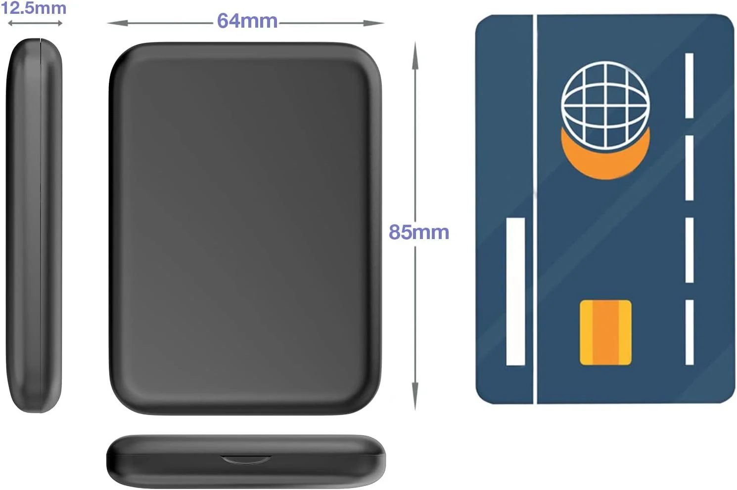 آینه جیبی Wobsion، آینه آرایشی LED، آینه بزرگنمایی 1x/3x با نور، آینه تاشو مغناطیسی دو طرفه دستی، آینه کوچک مسافرتی آرایشی، آینه آرایشی روشن برای کیف پول، هدیه (مشکی)
