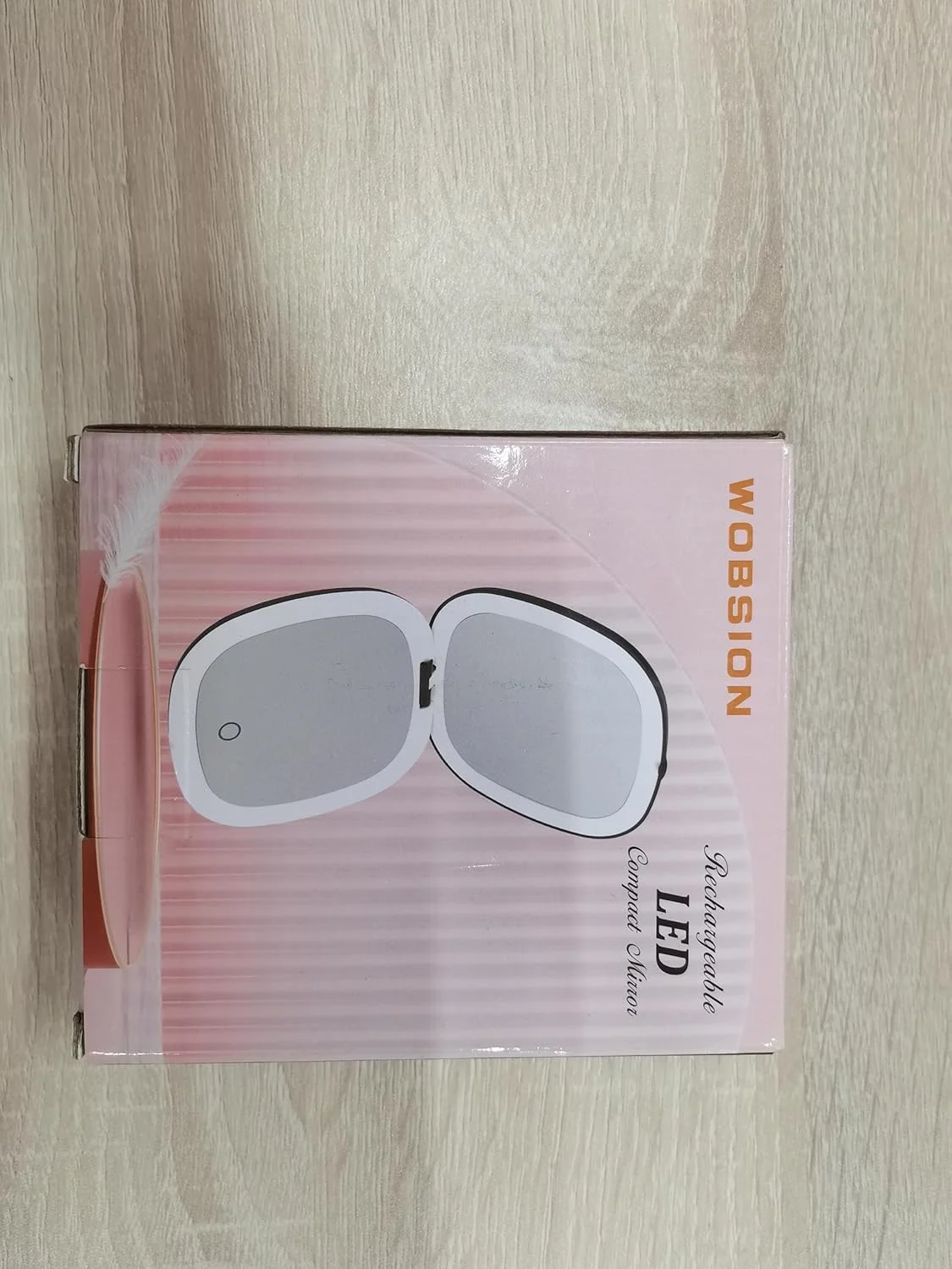 Wobsion Portable LED Pocket Mirror with Magnification 1×/10×, 750 mAh USB Rechargeable Travel Mirror with Dimmable, Hand Mirror Double Sided with Light, Travel Mirror Foldable, Gifts for Girls, Black