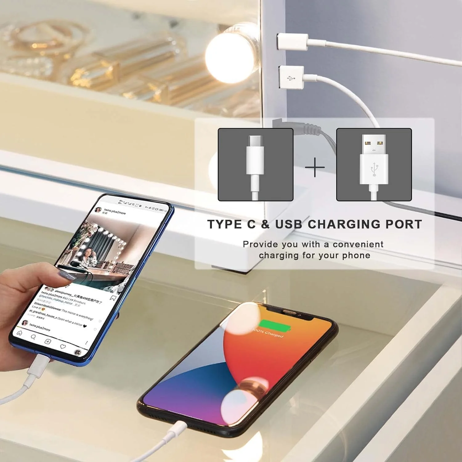 آینه آرایشی چراغ دار فنچیلین، آینه گریم هالیوودی با 15 لامپ LED قابل تنظیم نور برای اتاق پرو و اتاق خواب، طراحی قاب فلزی باریک، سفید آینه آرایشی چراغ دار فنچیلین، آینه گریم هالیوودی با 15 لامپ LED قابل تنظیم نور برای اتاق پرو و اتاق خواب، طراحی قاب فلزی باریک، سفید