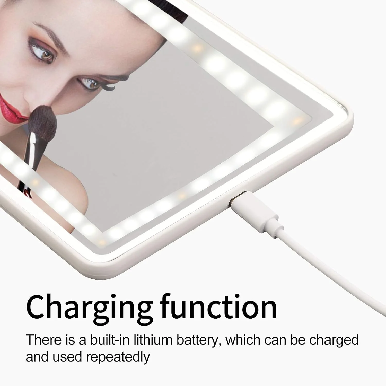 آینه آرایشی آفتابگیر خودرو، قابل شارژ با 3 حالت نور و 60 LED، آینه برای کامیون، SUV، دید عقب، صفحه لمسی دیمر دار، لوازم جانبی آینه برای زنان و دختران (سفید)