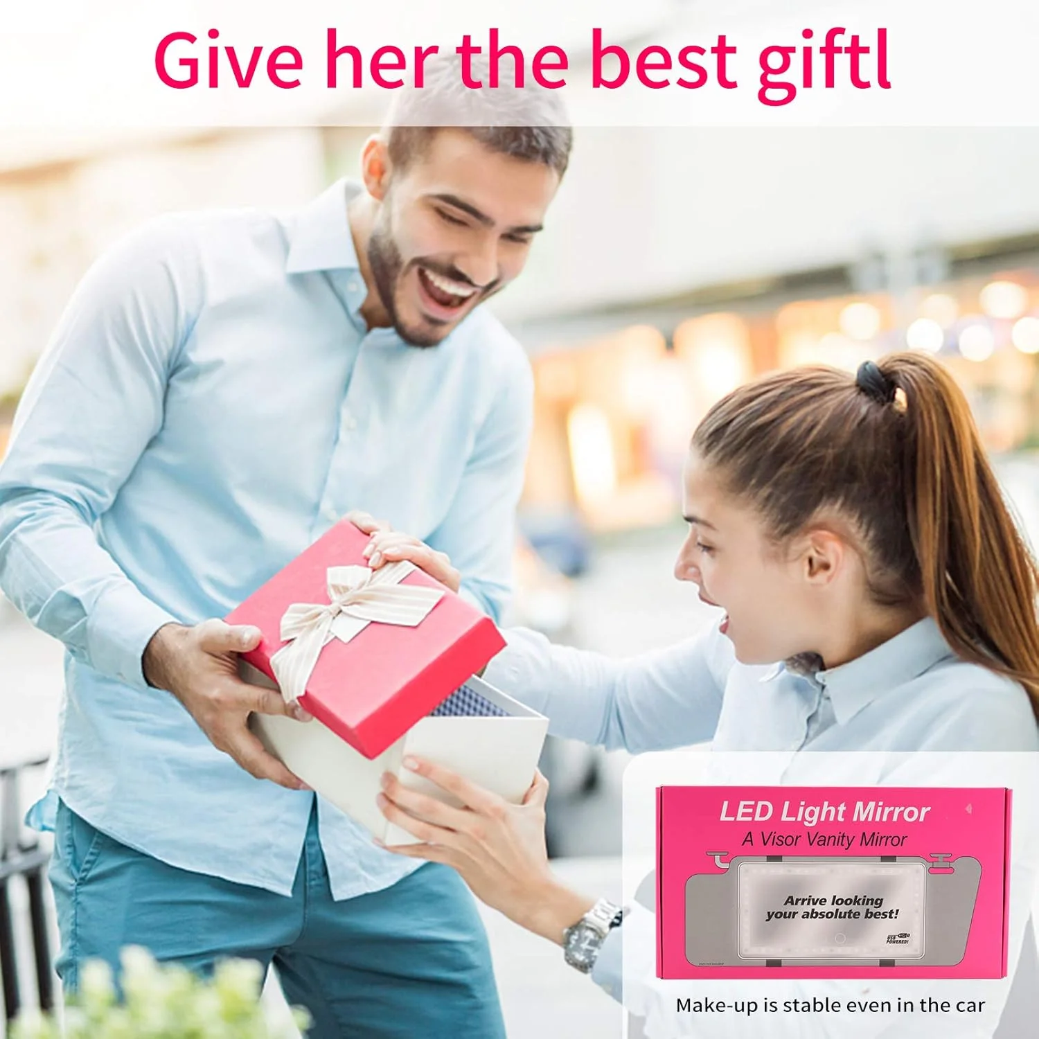 آینه آرایشی آفتابگیر خودرو، قابل شارژ با 3 حالت نور و 60 LED، آینه برای کامیون، SUV، دید عقب، صفحه لمسی دیمر دار، لوازم جانبی آینه برای زنان و دختران (سفید)