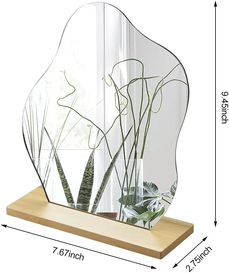 آینه آرایشی اکریلیک KASTWAVE برای میز با پایه - دکور میز زیبایی شناسی آینه اکریلیک نامنظم بدون قاب برای اتاق خواب، اتاق نشیمن و دکوراسیون اتاق فضاهای مینیمال (شکل ابر)