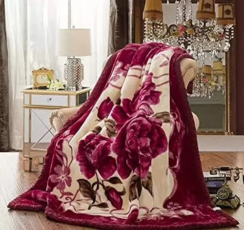 پتوی مینک دو لایه طرح گلدار Bezzilish Home Premium برای تخت دو نفره، برجسته و دو رو، مناسب زمستان های سنگین (بسته 1 عددی)