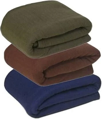 پتو پشمی یک نفره خانگی Bezzilish (پلی استر، آبی، قهوه ای، سبز) - بسته 3 عددی