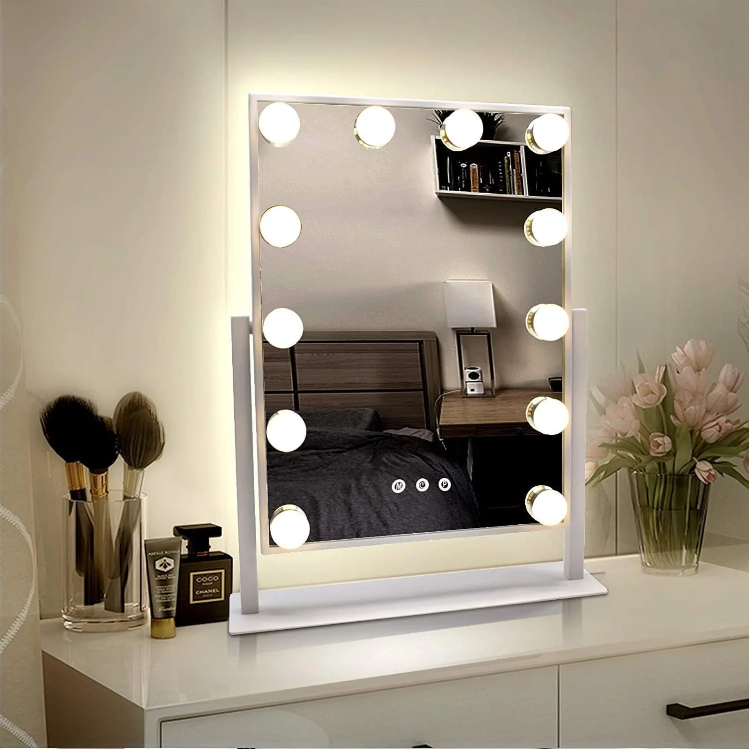 Premium Quality Lighted Makeup Mirror Hollywood Mirror Vanity Mirror with Lights, Touch Control Design 3 Colors Dimable LED Bulbs, 360°Rotation (White, 12 Bulbs) Premium Quality Lighted Makeup Mirror Hollywood Mirror Vanity Mirror with Lights, Touch Control Design 3 Colors Dimable LED Bulbs, 360°Rotation (White, 12 Bulbs)