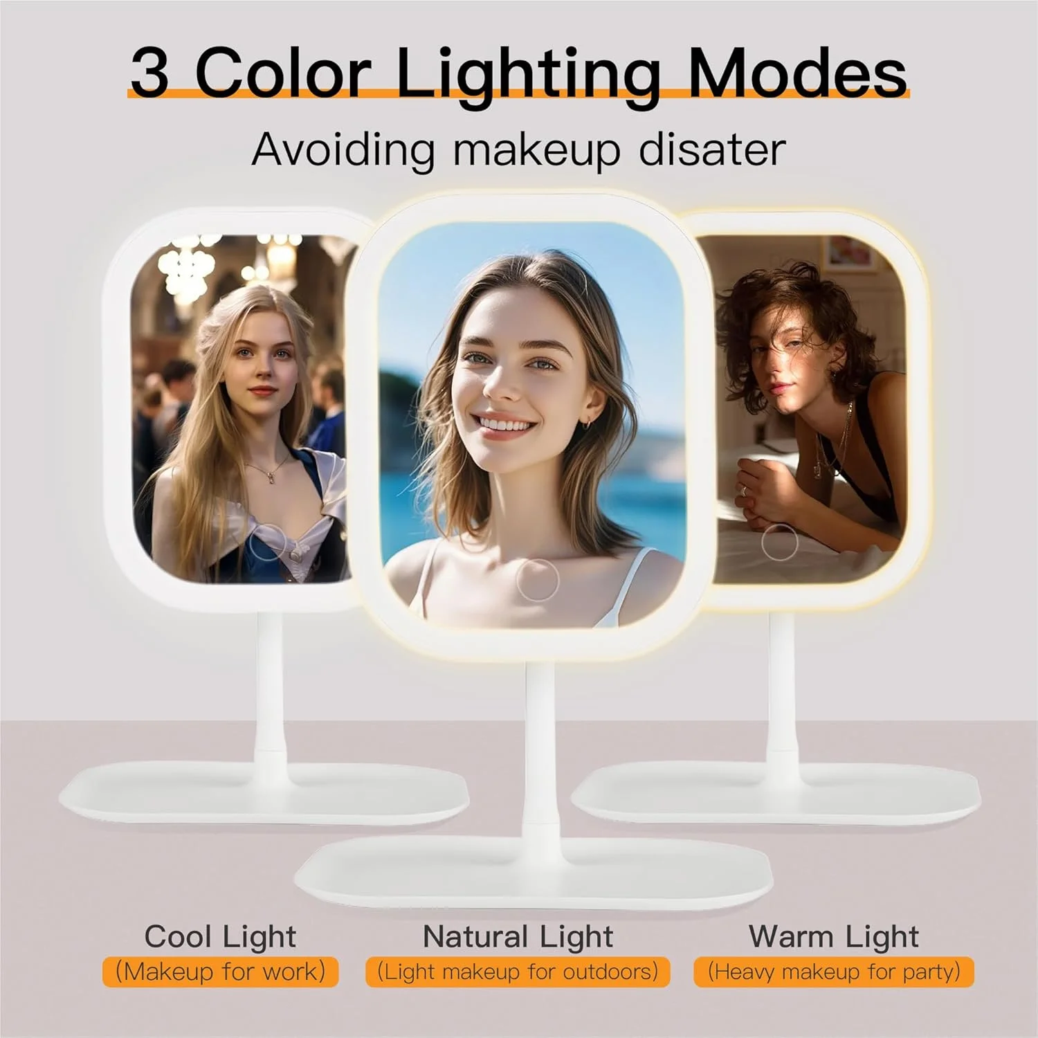 آینه آرایشی قابل شارژ با چراغ های LED، آینه آرایشی قابل حمل Uoexziyi، دارای 3 رنگ نور قابل تغییر، صفحه لمسی دیمر، آینه آرایشی LED با قابلیت چرخش 720 درجه (سفید) آینه آرایشی قابل شارژ با چراغ های LED، آینه آرایشی قابل حمل Uoexziyi، دارای 3 رنگ نور قابل تغییر، صفحه لمسی دیمر، آینه آرایشی LED با قابلیت چرخش 720 درجه (سفید)