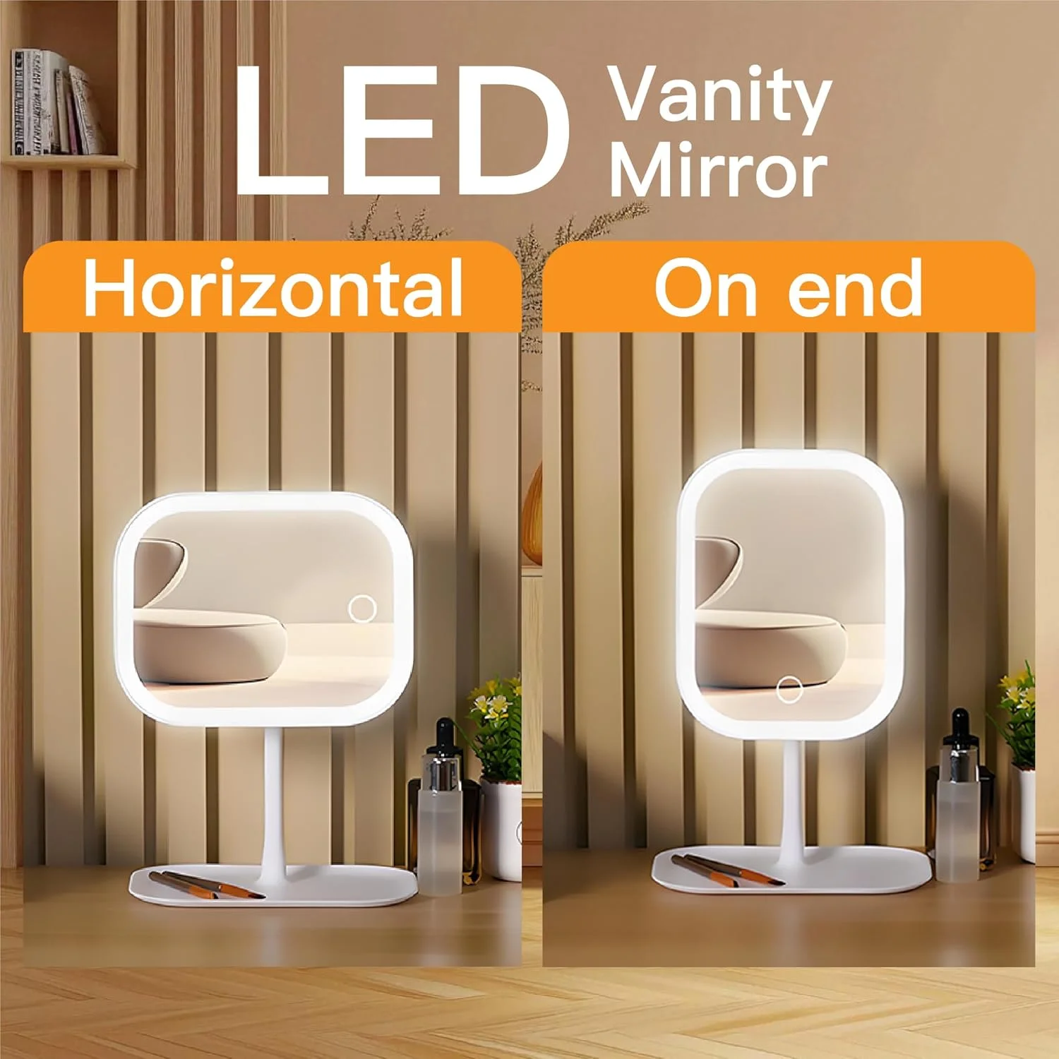 آینه آرایشی قابل شارژ با چراغ های LED، آینه آرایشی قابل حمل Uoexziyi، دارای 3 رنگ نور قابل تغییر، صفحه لمسی دیمر، آینه آرایشی LED با قابلیت چرخش 720 درجه (سفید) آینه آرایشی قابل شارژ با چراغ های LED، آینه آرایشی قابل حمل Uoexziyi، دارای 3 رنگ نور قابل تغییر، صفحه لمسی دیمر، آینه آرایشی LED با قابلیت چرخش 720 درجه (سفید)