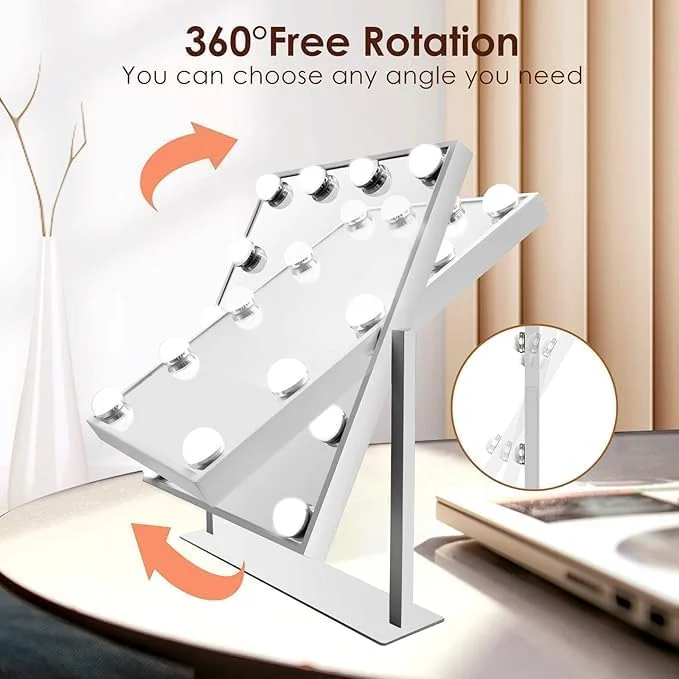 Premium Quality Lighted Makeup Mirror Hollywood Mirror Vanity Mirror with Lights, Touch Control Design 3 Colors Dimable LED Bulbs, 360°Rotation (White, 12 Bulbs) Premium Quality Lighted Makeup Mirror Hollywood Mirror Vanity Mirror with Lights, Touch Control Design 3 Colors Dimable LED Bulbs, 360°Rotation (White, 12 Bulbs)