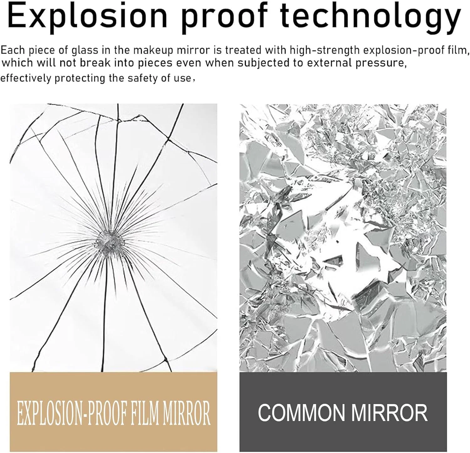 آینه رومیزی بیضی شکل با قاب فلزی چرخان 90 درجه - آینه رومیزی قابل حمل با کیفیت بالا برای پیشخوان، میز آرایش، اتاق نشیمن، اتاق خواب، حمام - نقره ای بزرگ