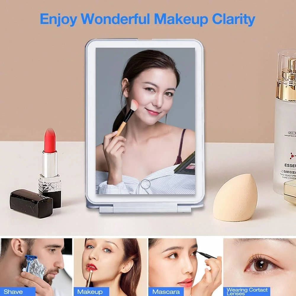 آینه آرایشی مسافرتی شارژی Wolii با چراغ های LED، آینه زیبایی آرایشی روشن قابل حمل، نورپردازی 3 رنگ قابل تغییر، آینه آرایشی تاشو LED با قابلیت چرخش 360 درجه آینه آرایشی مسافرتی شارژی Wolii با چراغ های LED، آینه زیبایی آرایشی روشن قابل حمل، نورپردازی 3 رنگ قابل تغییر، آینه آرایشی تاشو LED با قابلیت چرخش 360 درجه