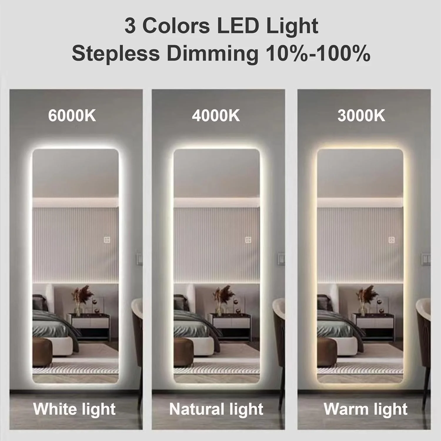 آینه دیواری LED بدون قاب VPHOME، مستطیل تمام قد 70x170 سانتی متر با نور، آینه آرایشی دیواری برای اتاق نشیمن، اتاق خواب، اتاق آرایش آینه دیواری LED بدون قاب VPHOME، مستطیل تمام قد 70x170 سانتی متر با نور، آینه آرایشی دیواری برای اتاق نشیمن، اتاق خواب، اتاق آرایش