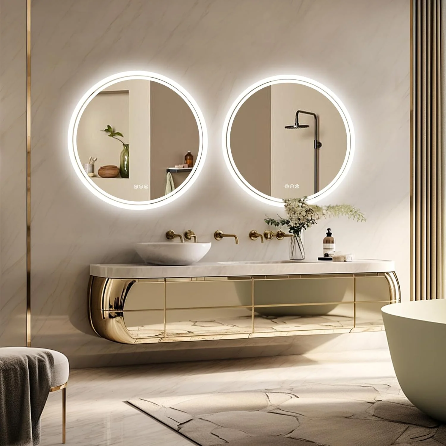 آینه حمام LED دار Wisfor، آینه گرد 60 سانتی متری دیواری با نور پس زمینه، ضد بخار، 3 حالت نورپردازی، عملکرد حافظه، دکمه لمسی، مناسب برای آرایش، دارای استاندارد IP65 آینه حمام LED دار Wisfor، آینه گرد 60 سانتی متری دیواری با نور پس زمینه، ضد بخار، 3 حالت نورپردازی، عملکرد حافظه، دکمه لمسی، مناسب برای آرایش، دارای استاندارد IP65