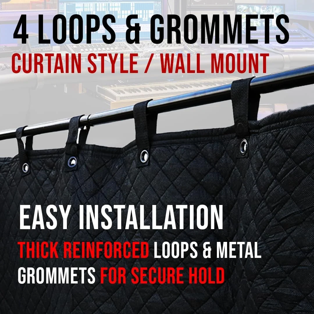 پتو عایق صدا با حلقه های فلزی BoxerTools Studio، ابعاد 122 در 198 سانتی متر، مسدود کننده نور، جاذب صدا، پتو عایق، 1 عدد