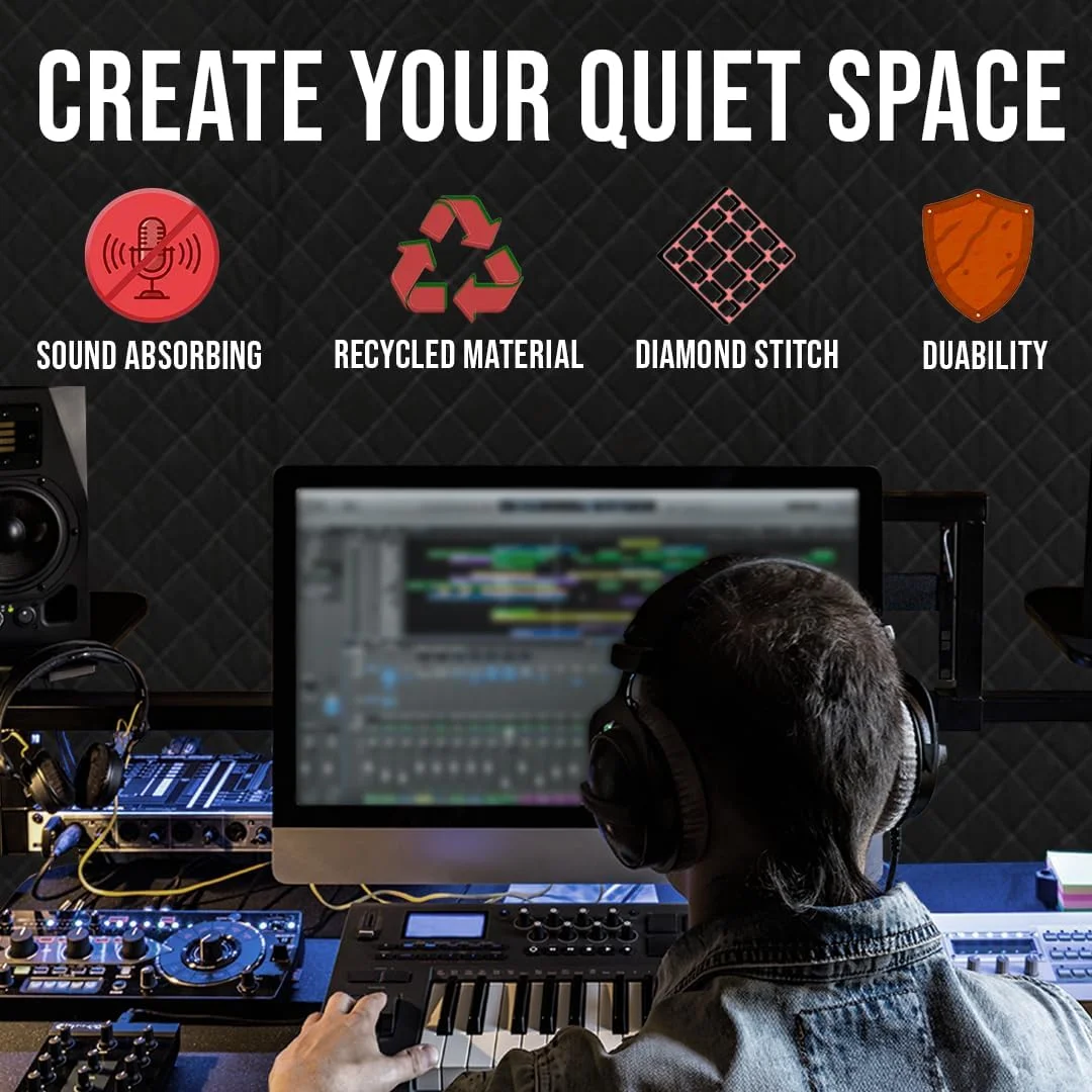 پتو عایق صدا با حلقه های فلزی BoxerTools Studio، ابعاد 122 در 198 سانتی متر، مسدود کننده نور، جاذب صدا، پتو عایق، 1 عدد