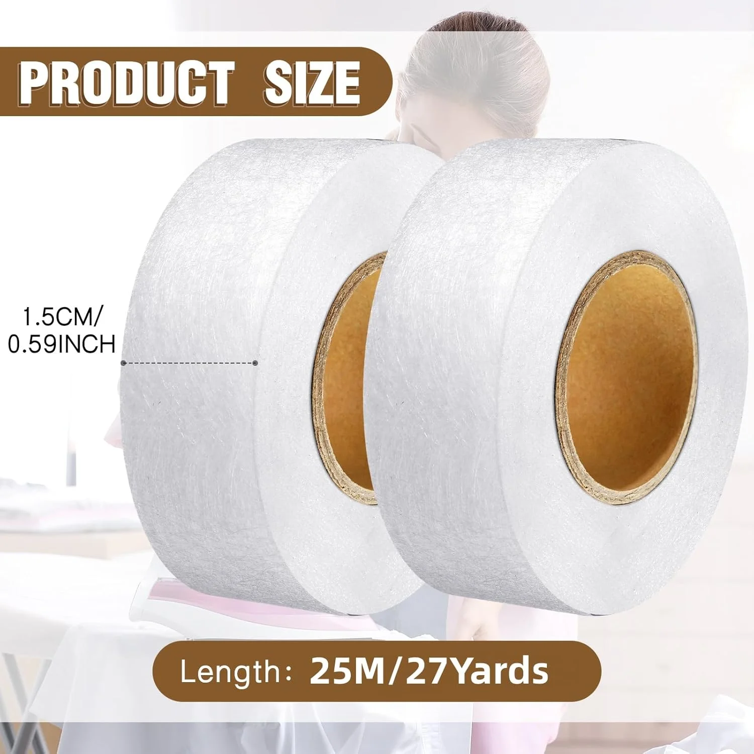 نوار چسب پارچه Outus، بسته 2 عددی 25 متری (1.27 سانتی متر)، سفید