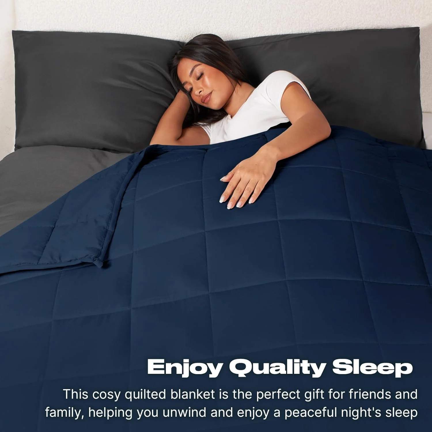 پتوی سنگین 8 کیلوگرمی Brentfords سرمه ای، پتوی سنگین ضد اضطراب و کاهش استرس سایز کینگ مناسب بزرگسالان برای خواب و بی خوابی، 150 × 200 سانتی متر سرمه ای