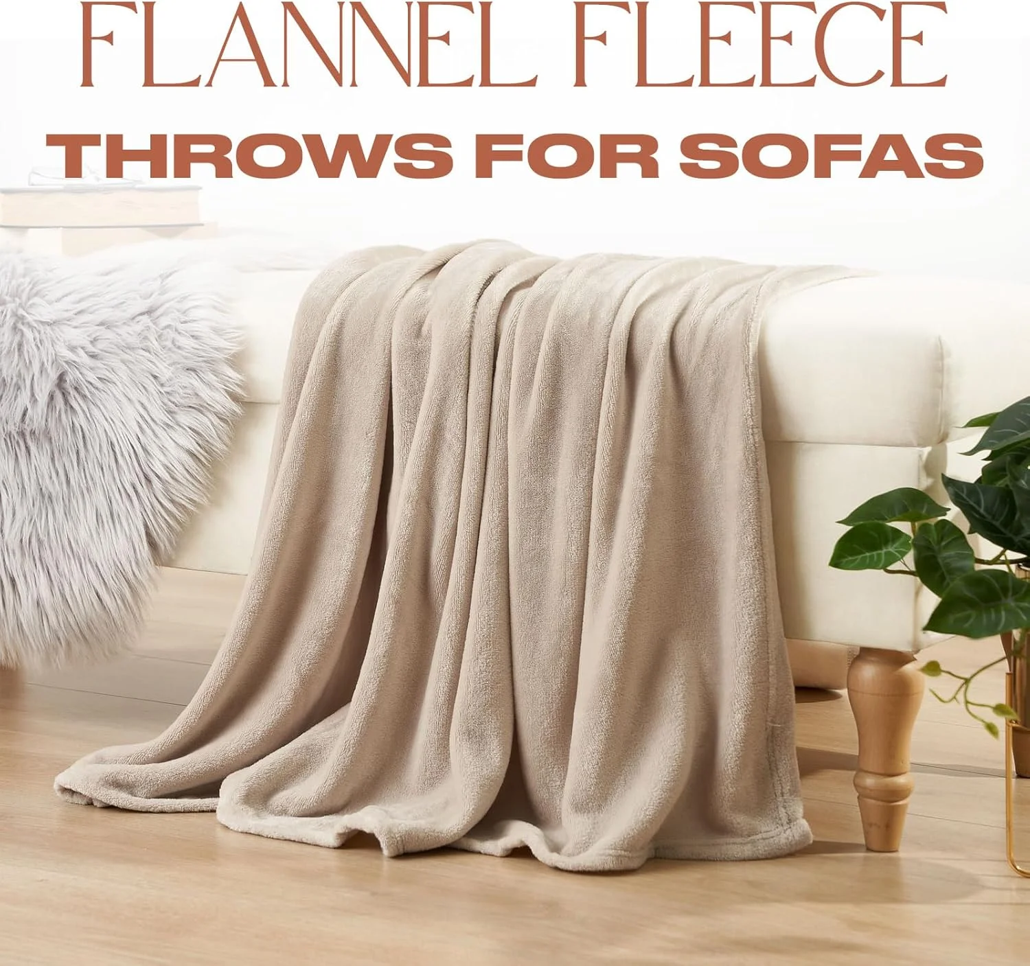 پتوهای بزرگ برنتفوردز مناسب برای مبل، پتو پشمی فوق العاده نرم و گرم برای تخت یک نفره، پتوی سبک و کرکی، رنگ راسو - 120x150 سانتی متر