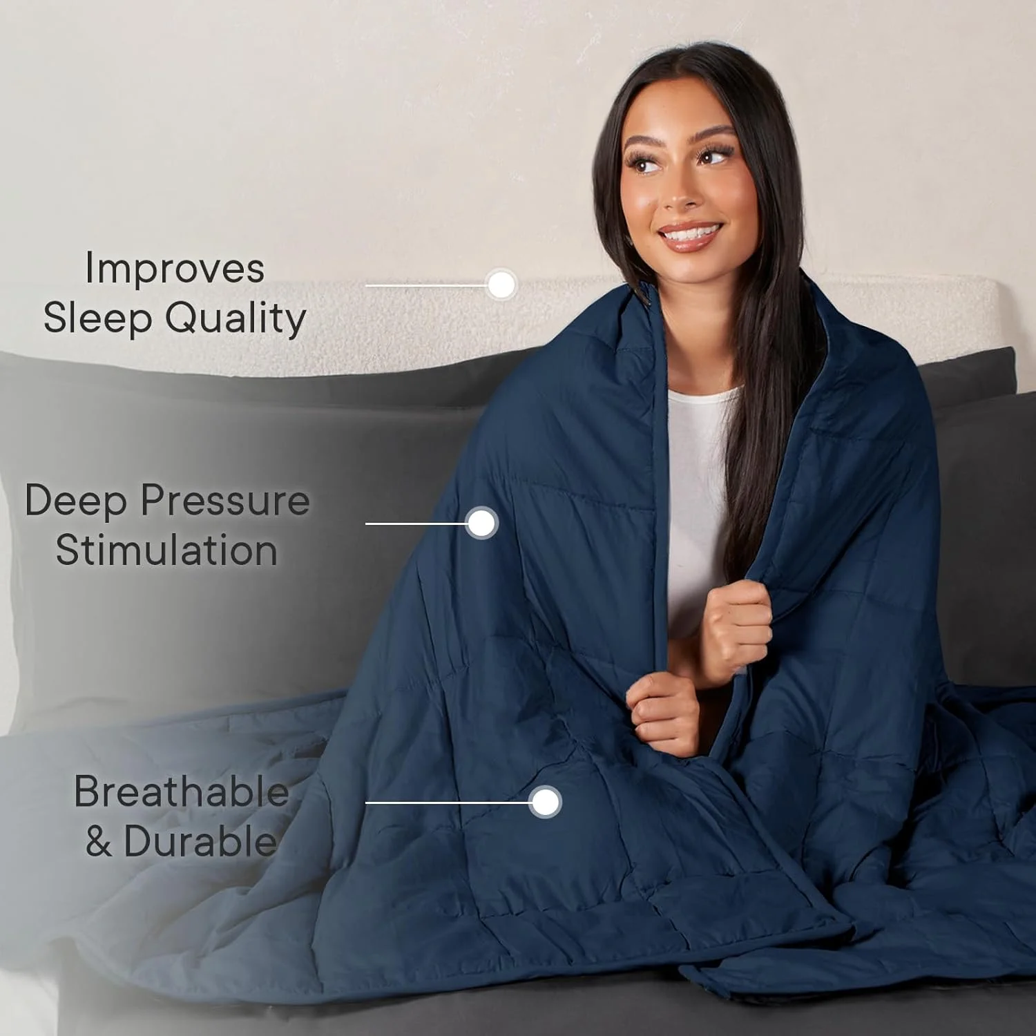 پتوی سنگین 8 کیلوگرمی Brentfords سرمه ای، پتوی سنگین ضد اضطراب و کاهش استرس سایز کینگ مناسب بزرگسالان برای خواب و بی خوابی، 150 × 200 سانتی متر سرمه ای