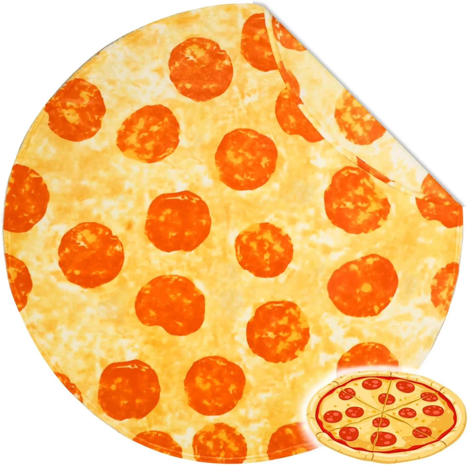 پتوی طرح پیتزا بونیتلند، 180 سانتی‌متری، همراه با کیف پیتزا، 300 GSM، دو رو، بزرگ، طرح غذای واقعی خنده‌دار برای خانواده، پتوی تورتیلای جدید برای بزرگسالان و کودکان