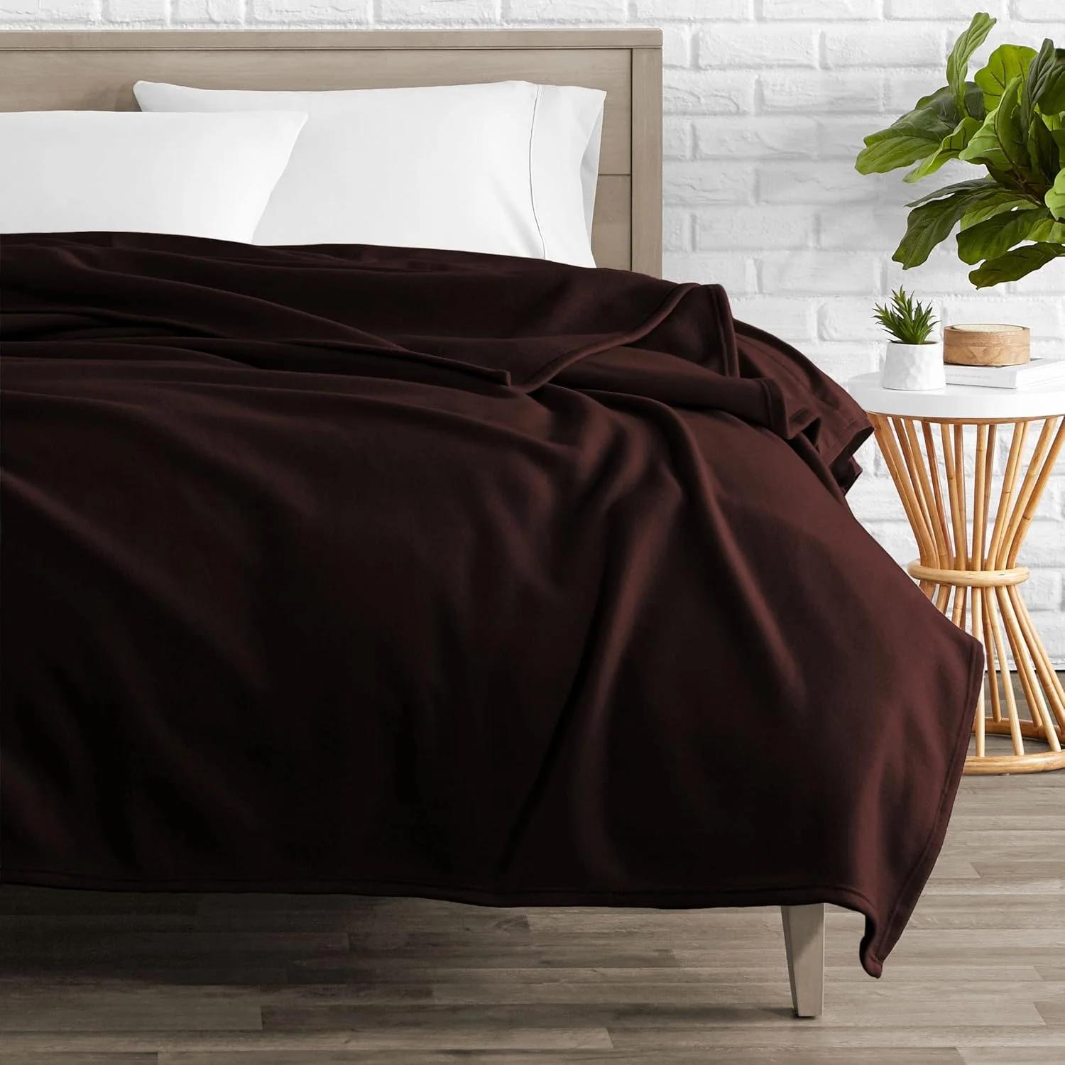 پتو پلار فلیس سبک وزن مخصوص زمستان سنگین 300 GSM BSB HOME مناسب برای تخت دو نفره (220x230 سانتی متر، رنگ-قهوه ای یا قهوه)