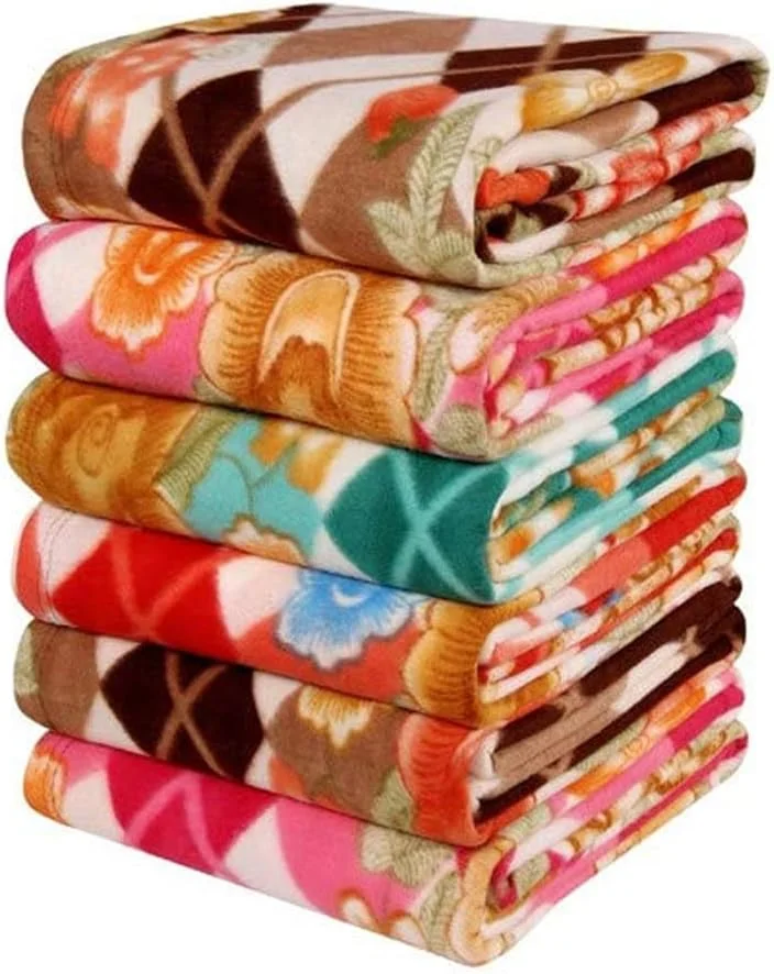 BSB HOME® پتوی پلار چند منظوره چهار فصل تک نفره طرح دار چند رنگ متنوع سبک وزن (ست 6 تایی، 90 در 60 اینچ) - مجموعه Prime