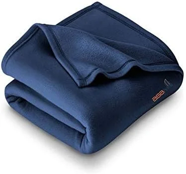 پتو پلار فلیس تک نفره BSB HOME® با وزن سبک، مناسب زمستان های سرد، 300 GSM، طرح ساده (152x220 سانتی متر، رنگ آبی)