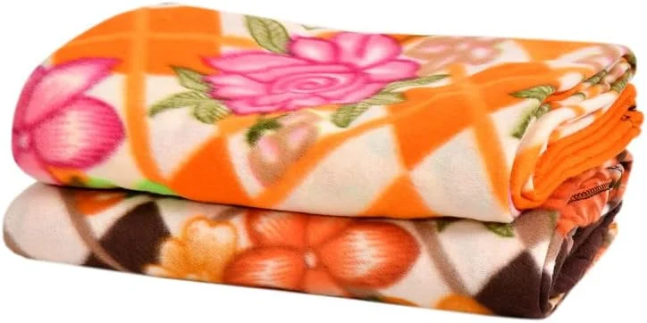 پتو پلویی تک نفره طرح دار BSB HOME مناسب تمام فصول - بسته 2 عددی (147x223 سانتی متر، چند رنگ صورتی، قهوه ای، آجری و قرمز)