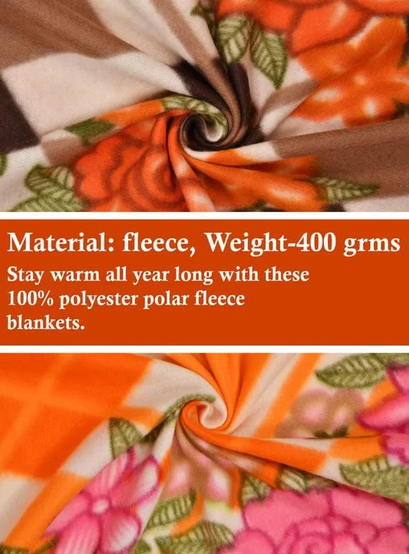 پتو پلویی تک نفره طرح دار BSB HOME مناسب تمام فصول - بسته 2 عددی (147x223 سانتی متر، چند رنگ صورتی، قهوه ای، آجری و قرمز)